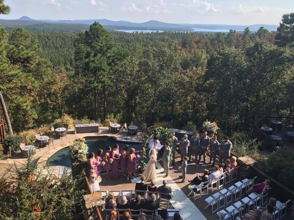 bride in front of waterfall in Little Rock wedding location